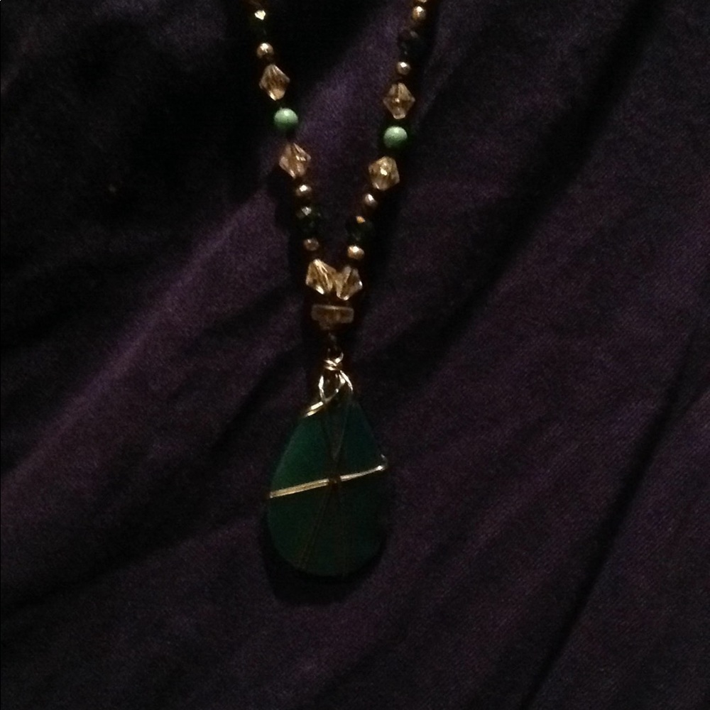 Long teal and turquoise necklace